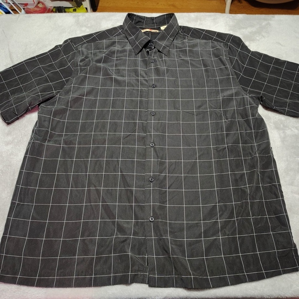 Havanera Shirt‎ Men 2XL Black Plaid Grandpa Office Dad Lightweight  Short Sleeve